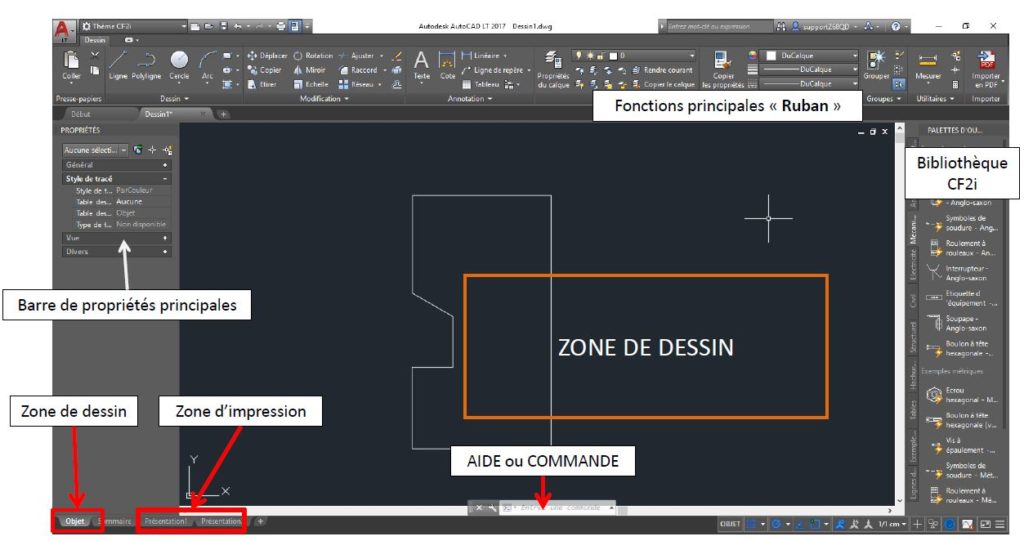 zone de dessin autocad